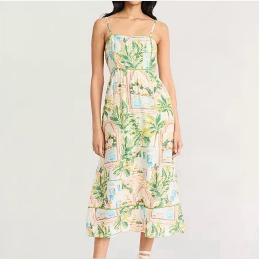 The Good Journey Tropical midi dress NWT Sz 10 spaghetti strap beach vacation